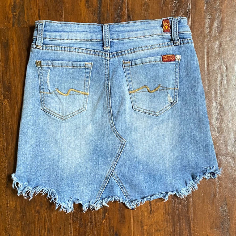 7 for all Mankind Girls Distressed Denim Light Blue Skirt Size 12